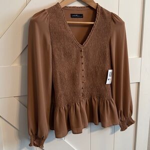 Women's Small On The Fifth Blouse NWT Long Sleeve V Neck $54 Retail
